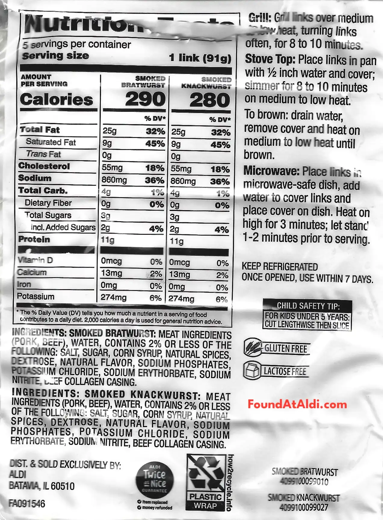Deutsche Kuche Smoked Bratwurst Ingredients Nutrition Facts Cooking Directions