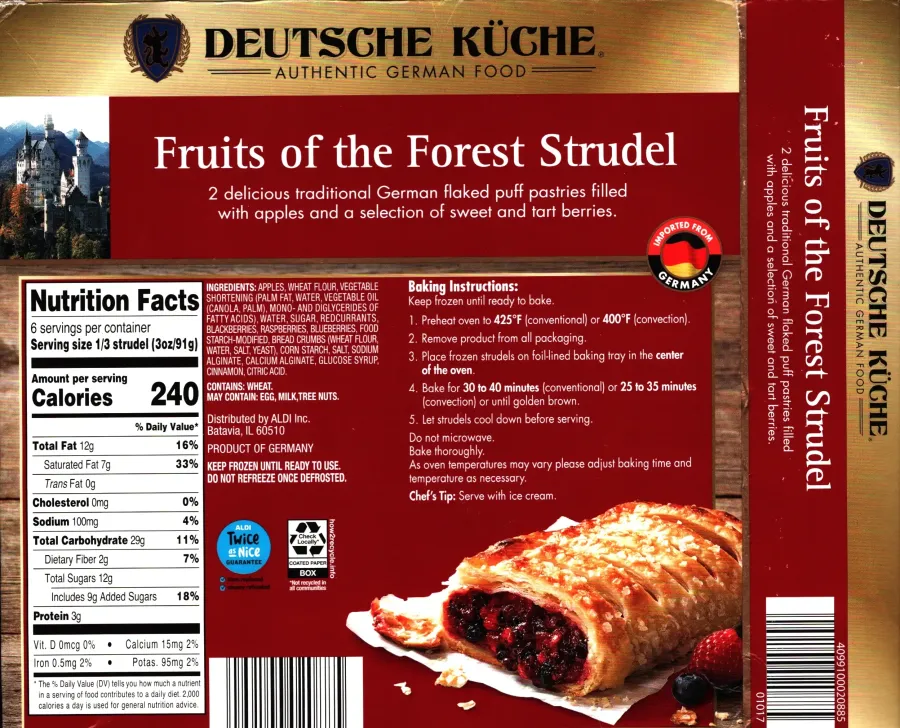 Deutsche Kuche Fruits Of The Forest Strudel Ingredients Nutrition Facts Cooking Directions
