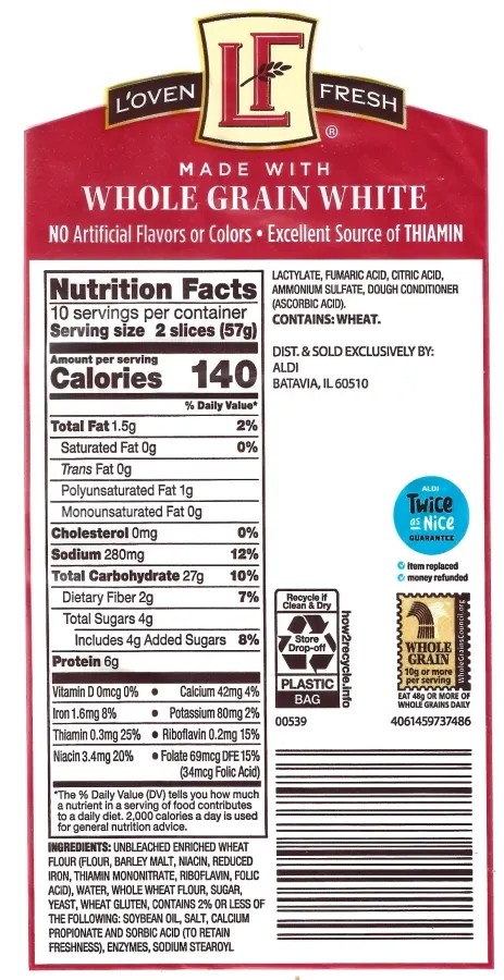 Loven Fresh Whole Grain White Bread Ingredients Nutrition Facts