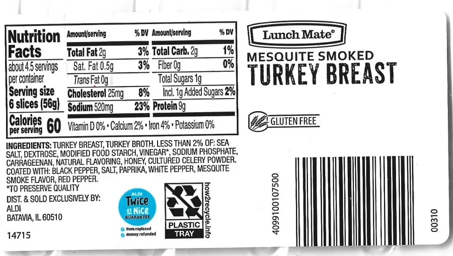 Lunch Mate Mesquite Smoked Turkey Breast Ingredients Nutrition Facts