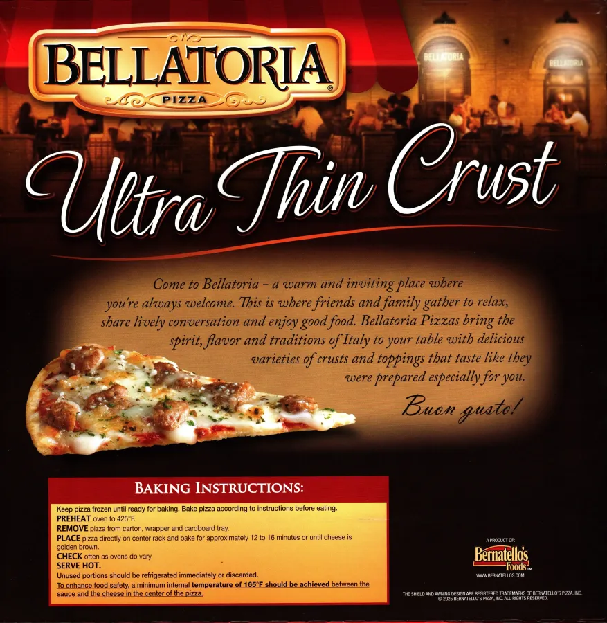 Bellatoria Ultra Thin Crust Sausage Pizza Cooking Directions