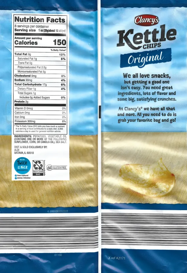 Clancys Kettle Chips Original Ingredients Nutrition Facts