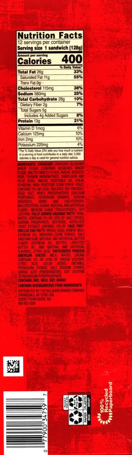 Jimmy Dean Croissant Sausage Egg And Cheese Sandwiches Ingredients Nutrition Facts