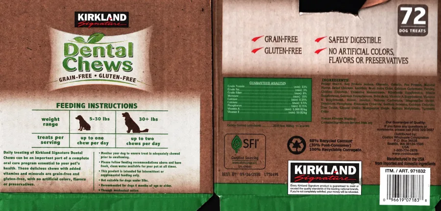 Kirkland Signature Dental Chews Ingredients Nutrition Facts
