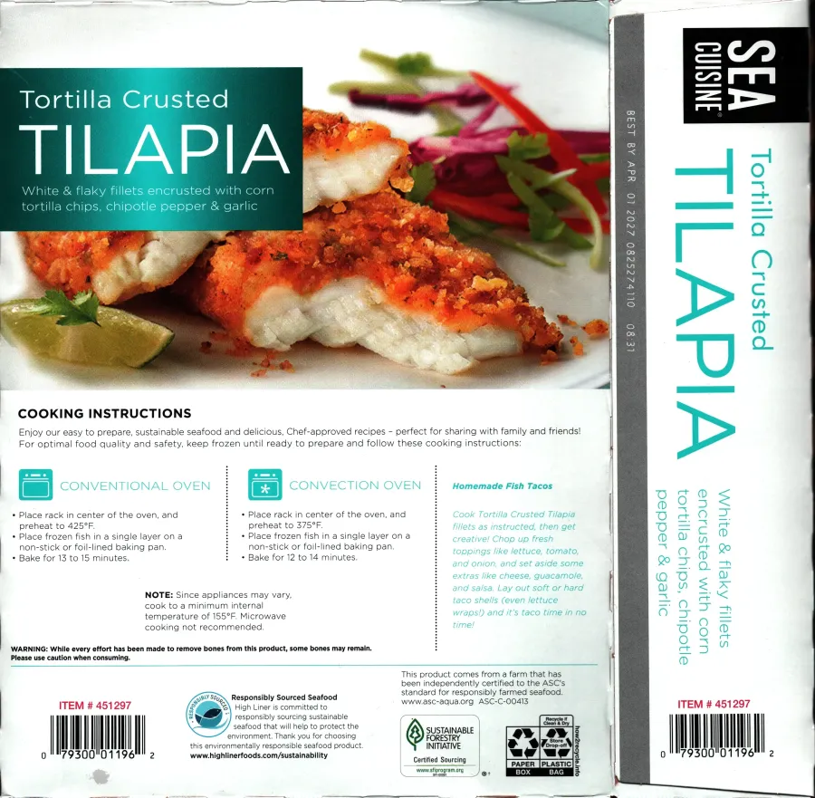 Sea Cuisine Tortilla Crusted Tilapia Cooking Directions