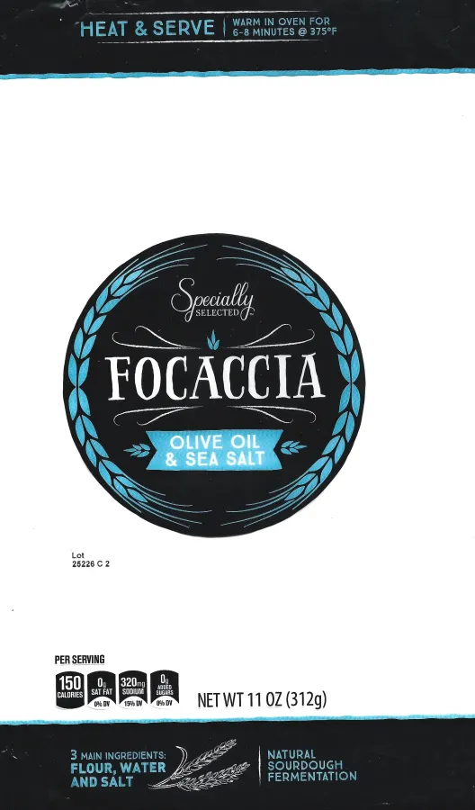 Specially Selected Olive Oil Sea Salt Focaccia