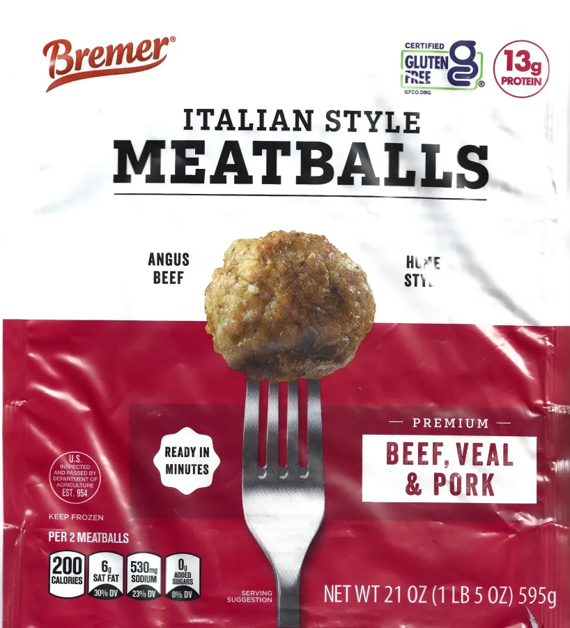 Bremer Italian Style Meatballs Beef Veal Pork