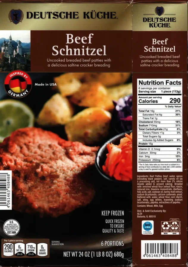 Deutsche Kuche Beef Schnitzel Ingredients Nutrition Facts