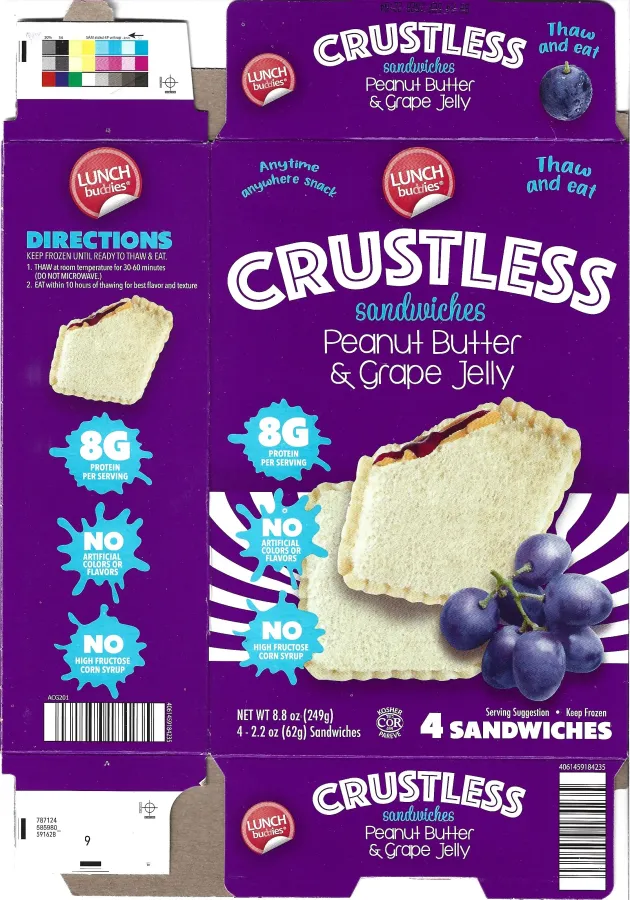 Lunch Buddies Crustless Sandwiches Peanut Butter Grape Jelly Directions