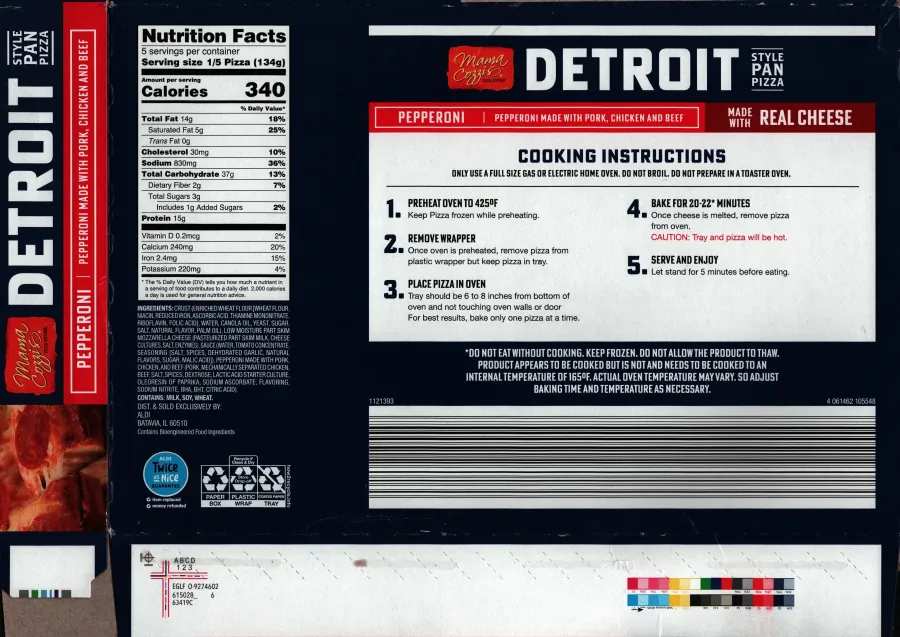Mama Cozzis Detroit Style Pan Pizza Pepperoni Ingredients Nutrition Facts Cooking Directions