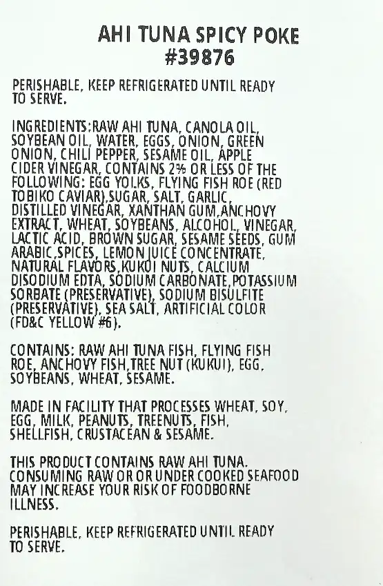 Costco Kirkland Signature Ahi Tuna Spicy Poke 39876