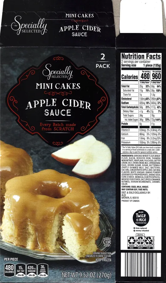 Specially Selected Apple Cider Sauce Mini Cakes Ingredients Nutrition Facts