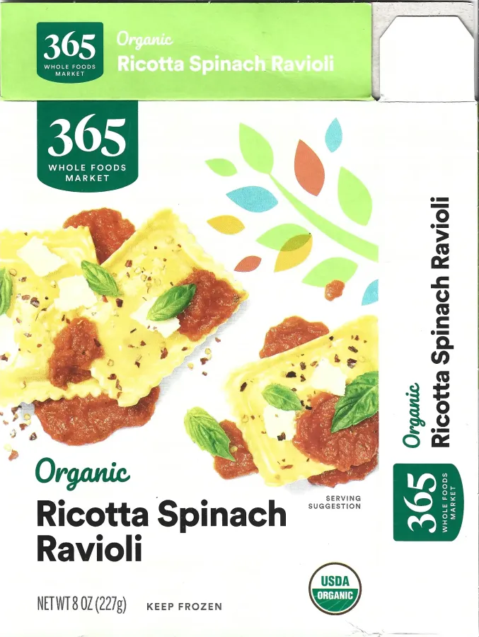 365 Whole Foods Market Organic Ricotta Spinach Ravioli