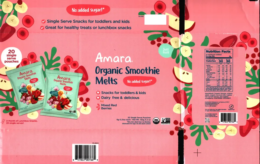 Amara Organic Smoothie Melts Mixed Red Berries Nutrition Facts Ingredients