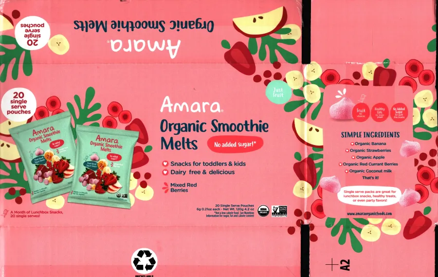 Amara Organic Smoothie Melts Mixed Red Berries