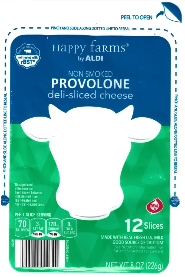 Happy Farms Non Smoked Provolone Deli Sliced Cheese