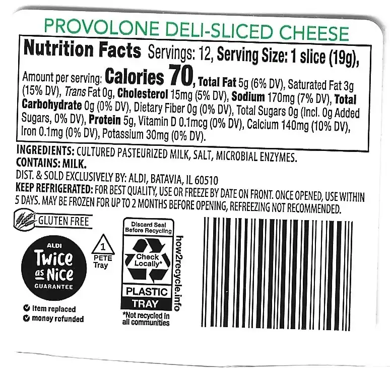 Happy Farms Non Smoked Provolone Deli Sliced Cheese Ingredients Nutrition Facts