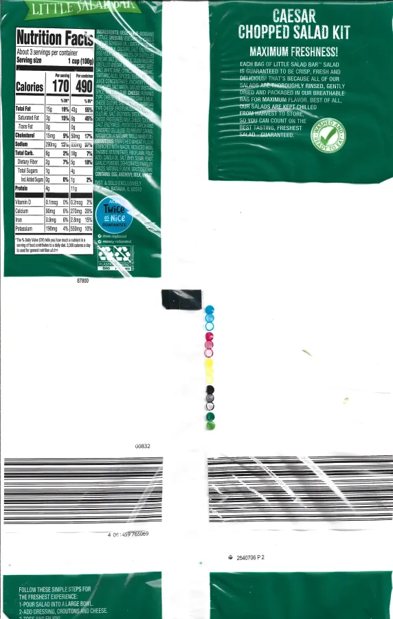 Little Salad Bar Caesar Chopped Salad Kit Ingredients Nutrition Facts