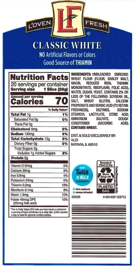 Loven Fresh Classic White Bread Ingredients Nutrition Facts