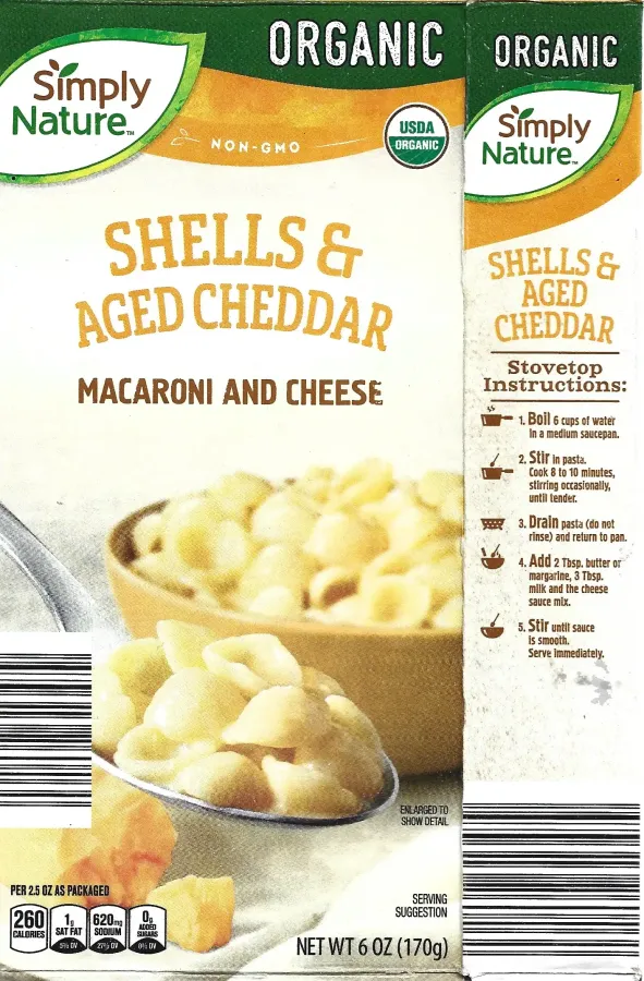 Simply Nature Organic Shells And Aged Cheddar Macaroni And Cheese Cooking Directions