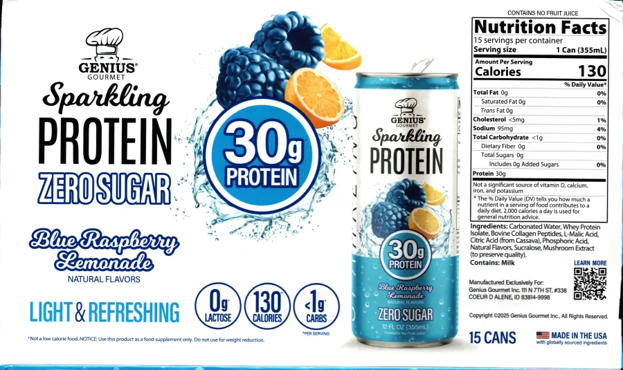 Genius Gourmet Sparkling Protein Water Ingredients Nutrition Facts