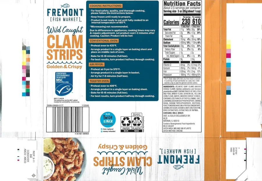 Fremont Fish Market Wild Caught Clam Strips Ingredients Nutrition Facts Cooking Directions