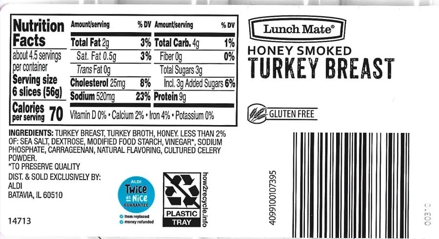 Lunch Mate Honey Smoked Turkey Breast Ingredients Nutrition Facts