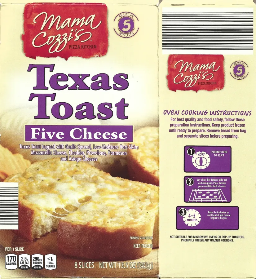 Mama Cozzis Texas Toast Five Cheese Cooking Directions