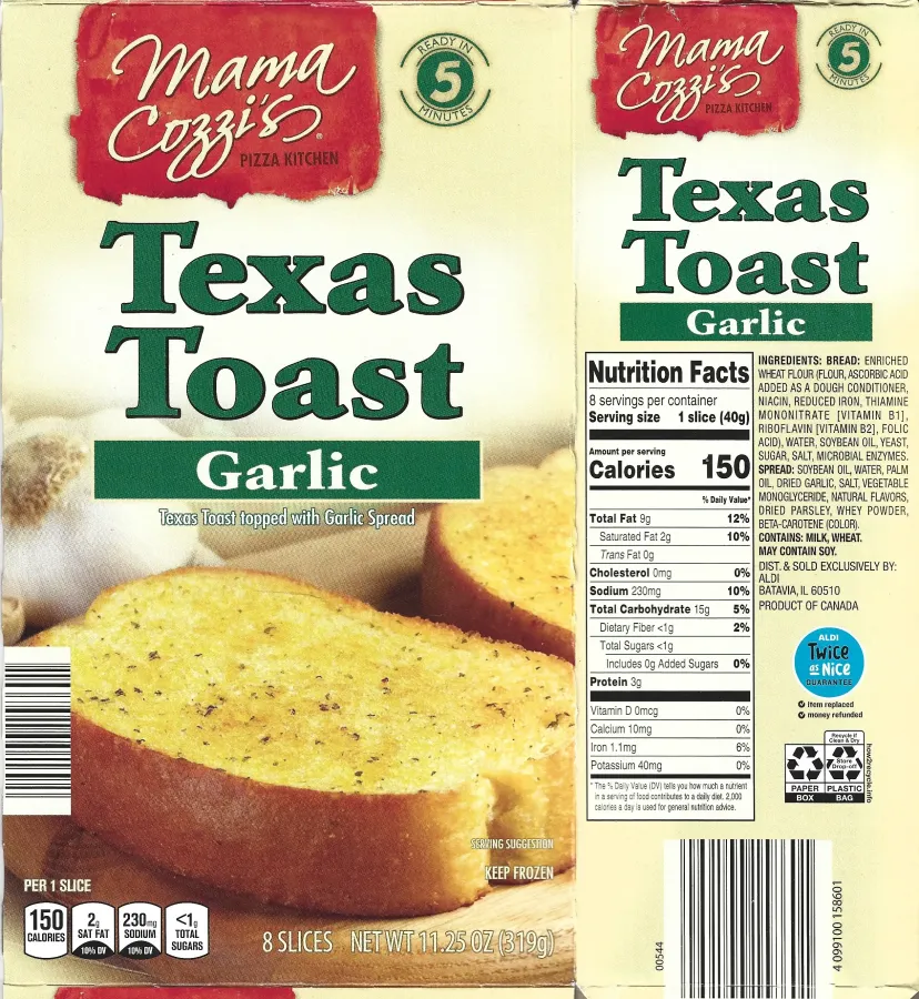 Mama Cozzis Texas Toast Garlic Ingredients Nutrition Facts