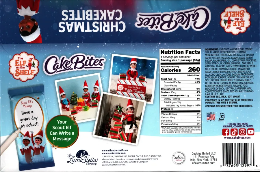 Cookies United The Elf On The Shelf Christmas Cakebites Ingredients Nutrition Facts
