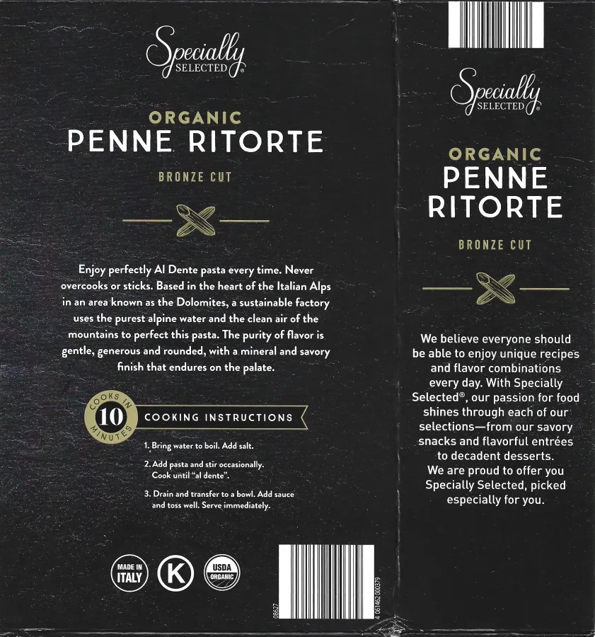 Specially Selected Organic Penne Ritorte Bronze Cut