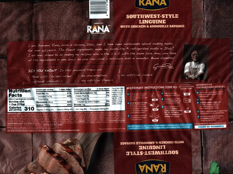 Costco Rana Southwest Style Linguine Ingredients Nutrition Facts Cooking Directions