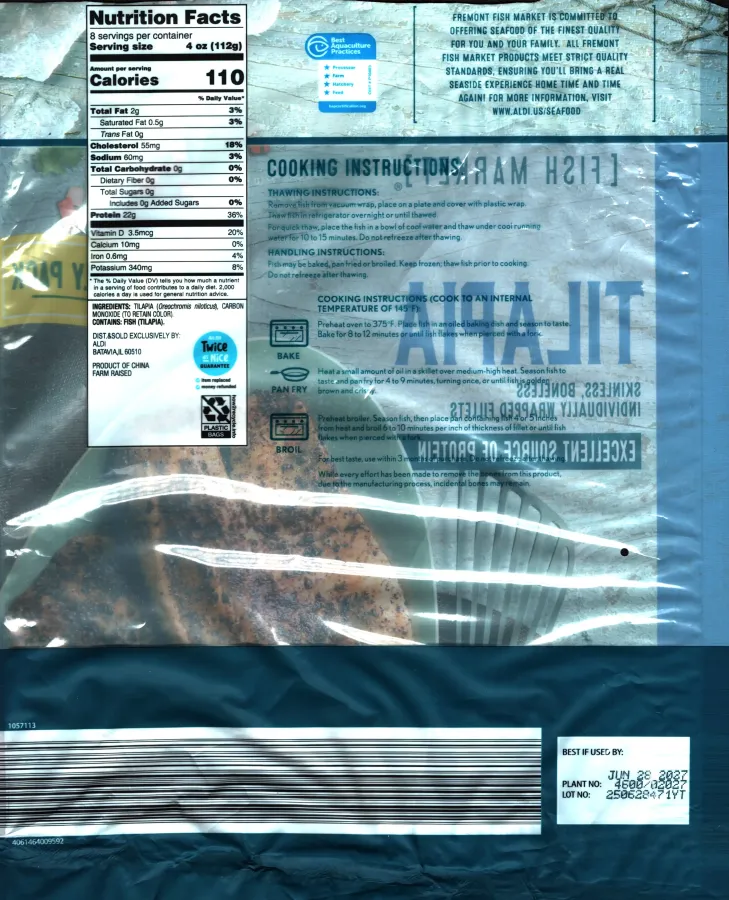 Fremont Fish Market 2lb Family Pack Tilapia Ingredients Nutrition Facts Cooking Directions