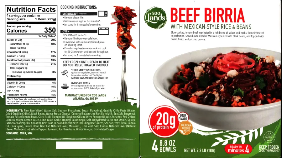 Costco 200 Lands Beef Birria Ingredients Nutrition Facts Cooking Directions