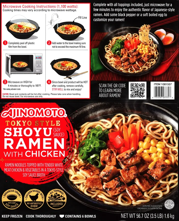 Costco Ajinomoto Tokyo Style Shoyu Ramen With Chicken Cooking Directions
