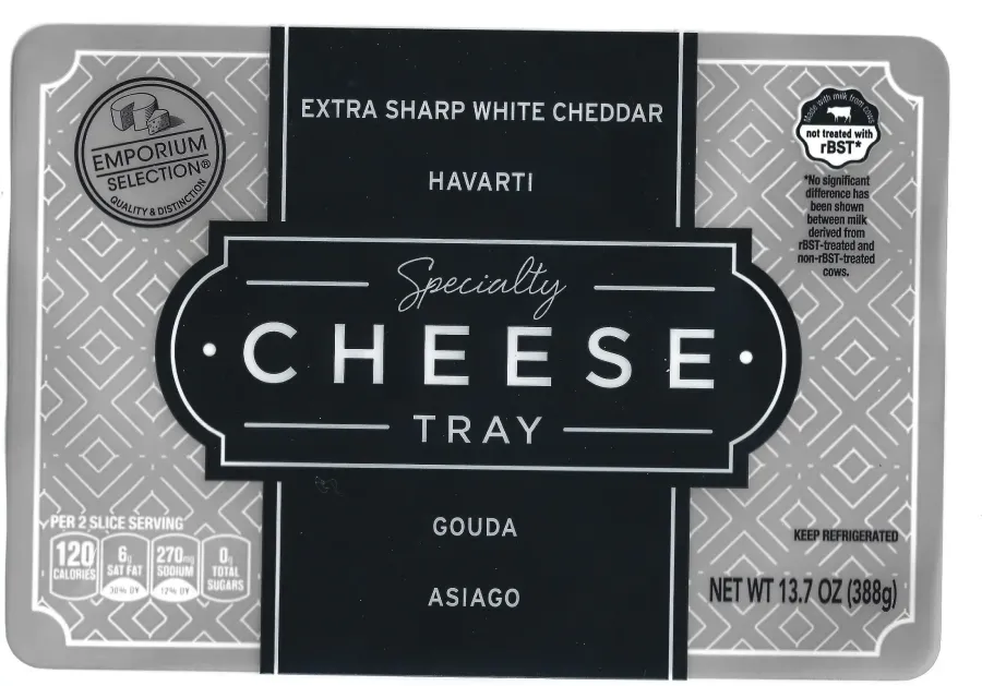 Emporium Selection Specialty Cheese Tray White Cheddar Havarti Gouda Asiago