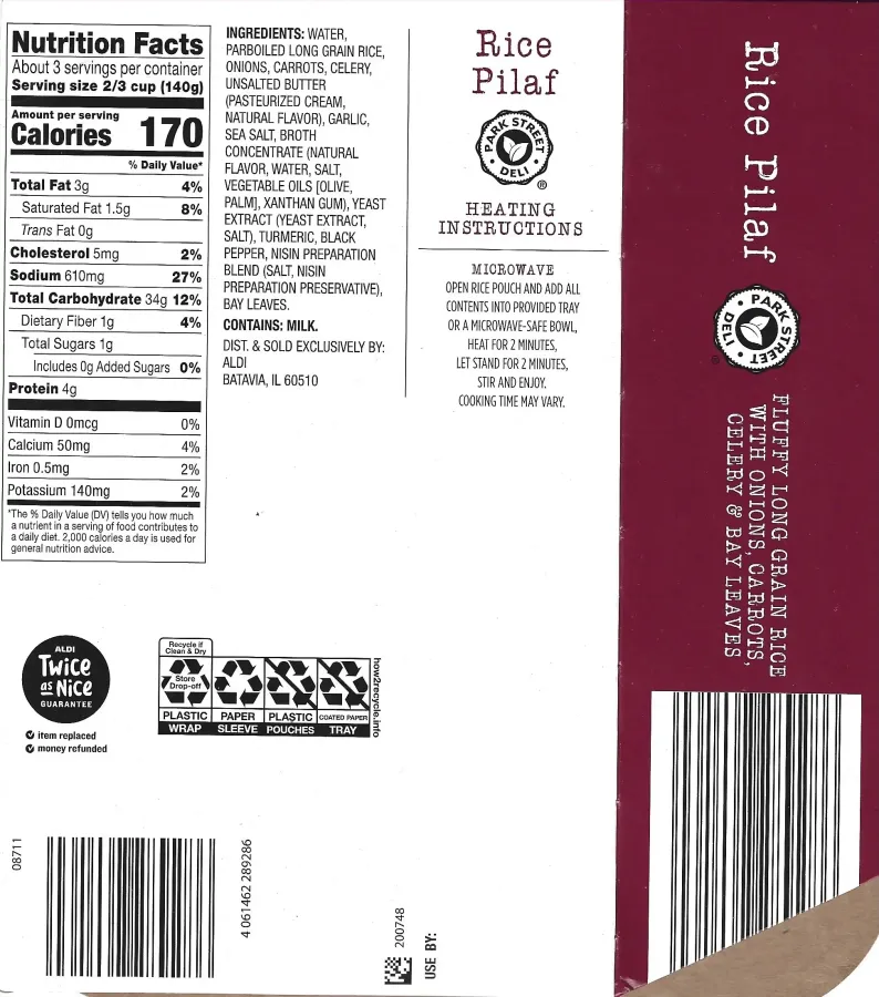 Park Street Deli Rice Pilaf Ingredients Nutrition Facts Cooking Directions