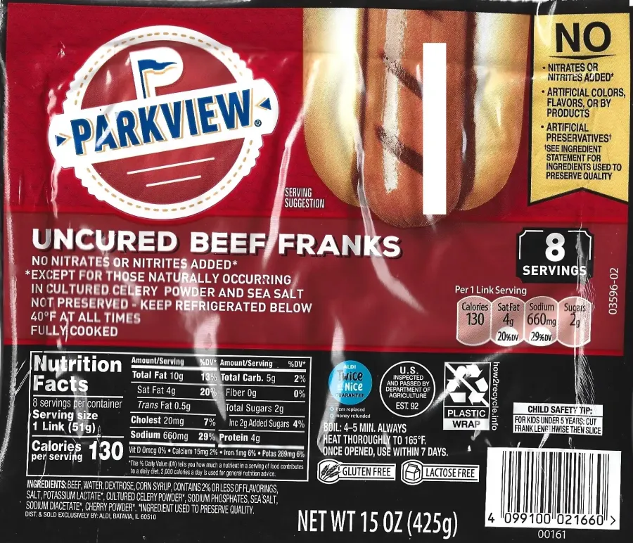 Parkview Uncured Beef Franks Ingredients Nutrition Facts Cooking Directions