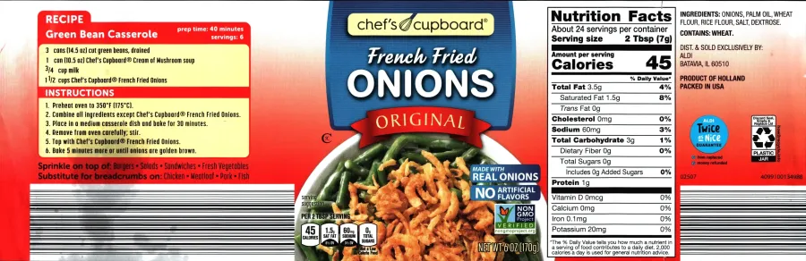 Chefs Cupboard French Fried Onions Ingredients Nutrition Facts