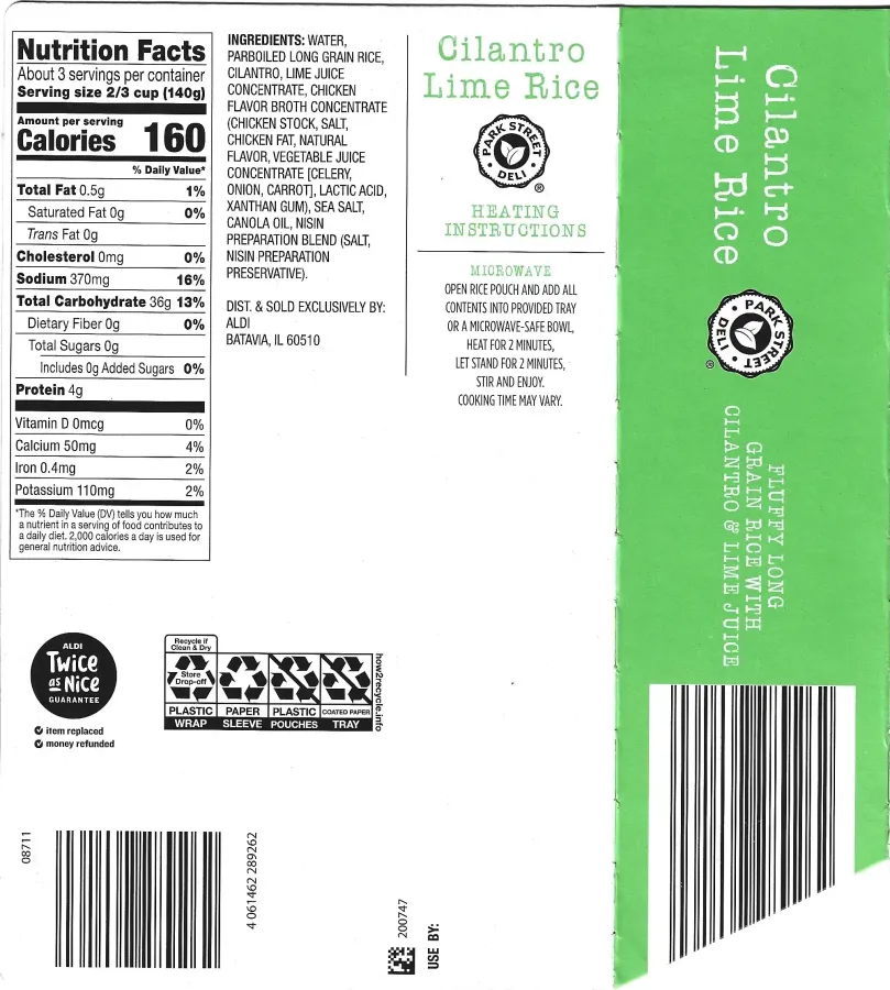 Park Street Deli Cilantro Lime Rice Ingredients Nutrition Facts Cooking Directions