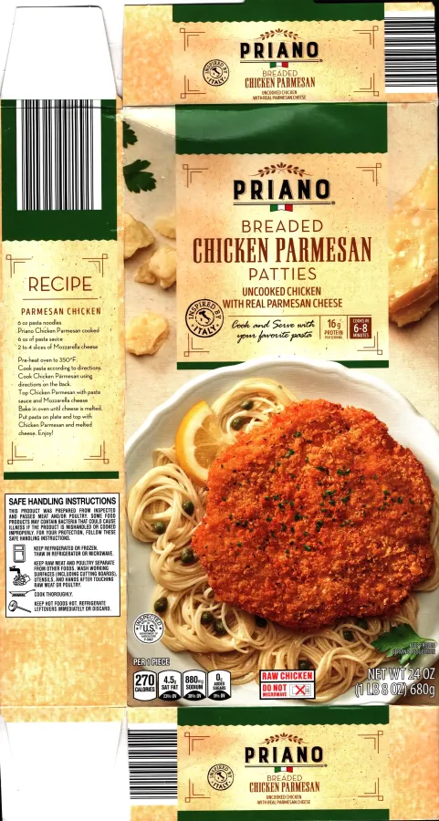 Priano Breaded Chicken Parmesan Patties