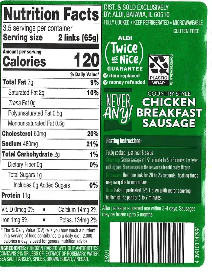Country Style Chicken Breakfast Sausage Links Ingredients Nutrition Facts Cooking Directions
