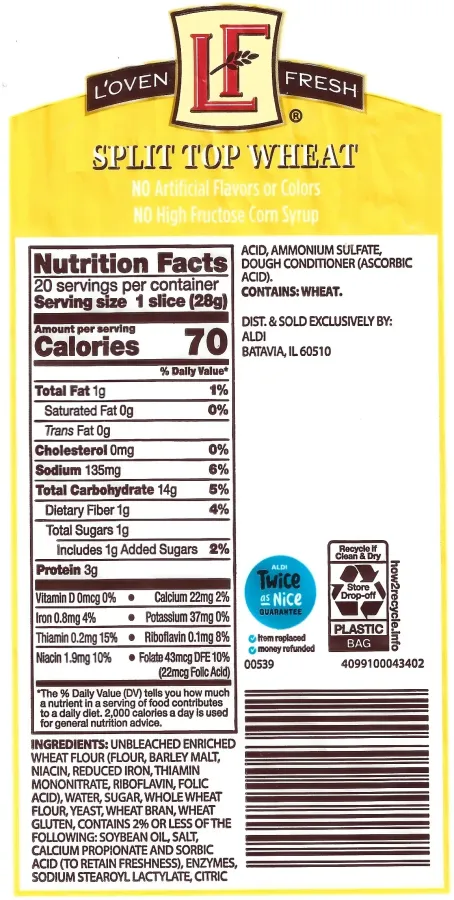 Loven Fresh Split Top Wheat Bread Ingredients Nutrition Facts