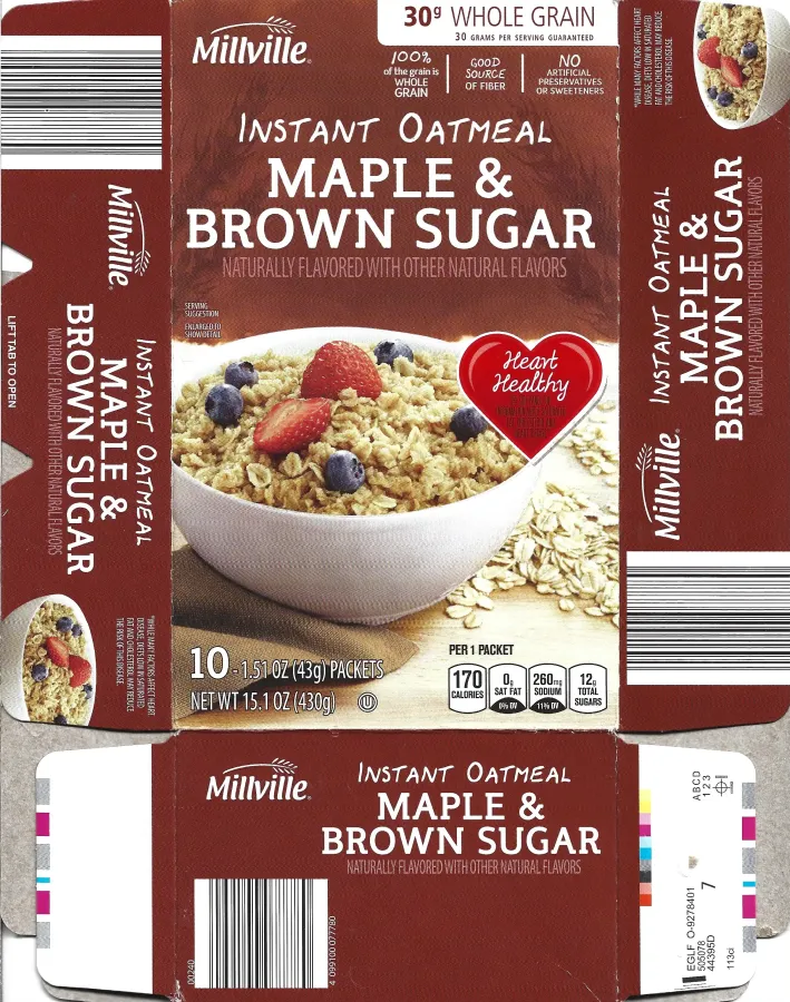 Millville Instant Oatmeal Maple And Brown Sugar