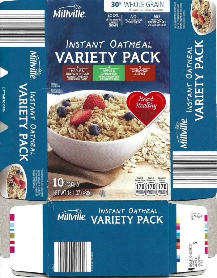 Millville Instant Oatmeal Variety Pack