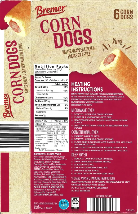 Bremer Corn Dogs Ingredients Nutrition Facts Cooking Directions