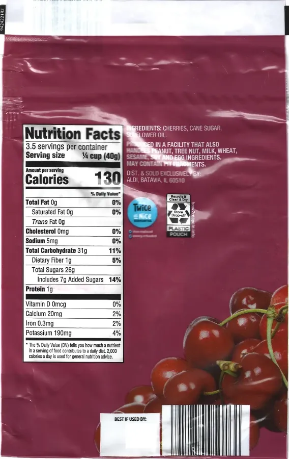 Southern Grove Dried Cherries Ingredients Nutrition Facts