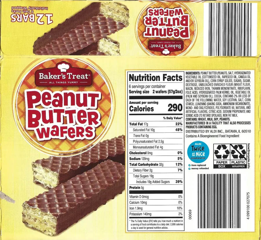 Bakers Treat Peanut Butter Wafers Ingredients Nutrition Facts