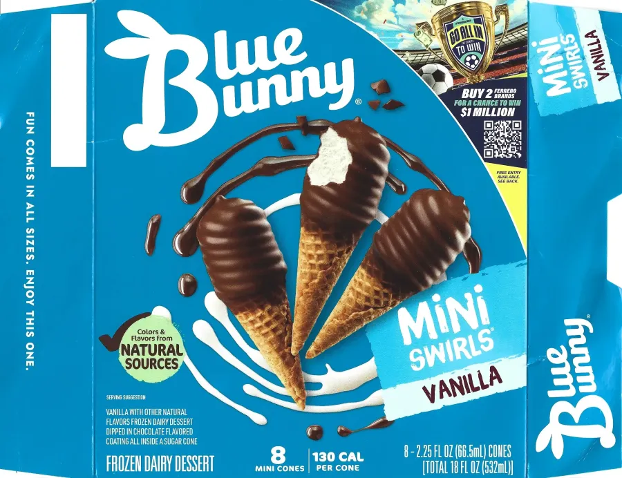 Blue Bunny Mini Swirls Ice Cream Cones Vanilla