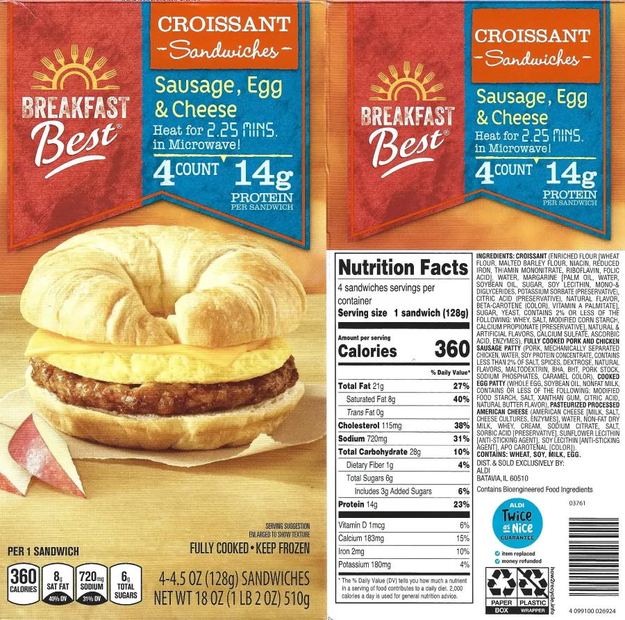 Breakfast Best Sausage Egg And Cheese Croissant Sandwiches Ingredients Nutrition Facts Cooking Directions